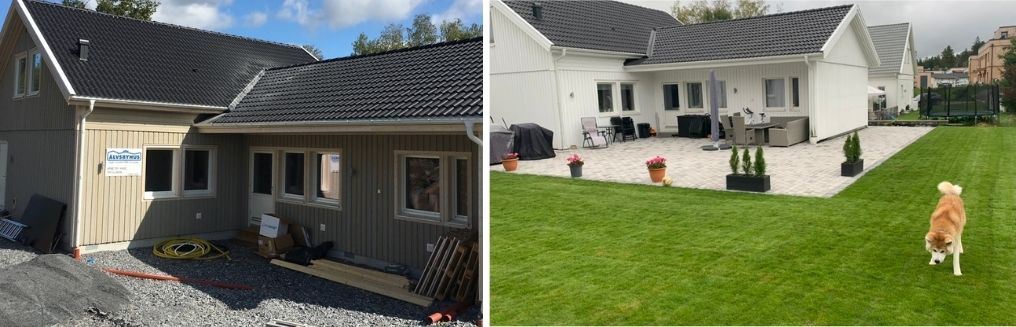 Hus före och efter målning